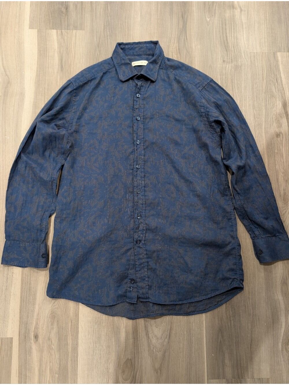 Etro | Floral Jacquard Textured Long Sleeve Button Up Shirt In Indigo Blue